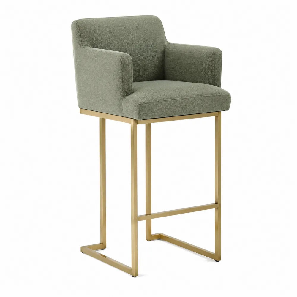 Taburete de Bar Metal Tela Verde 110 cm