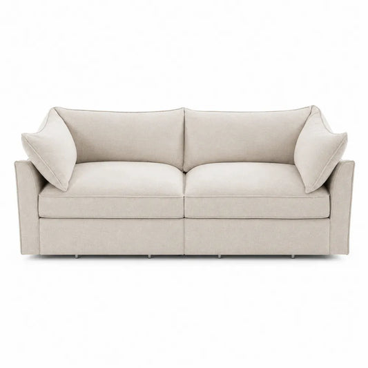 Sofá de dos plazas de tela de poliéster beige