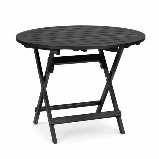 Mesa redonda plegable de madera de acacia para exterior 90 cm negra
